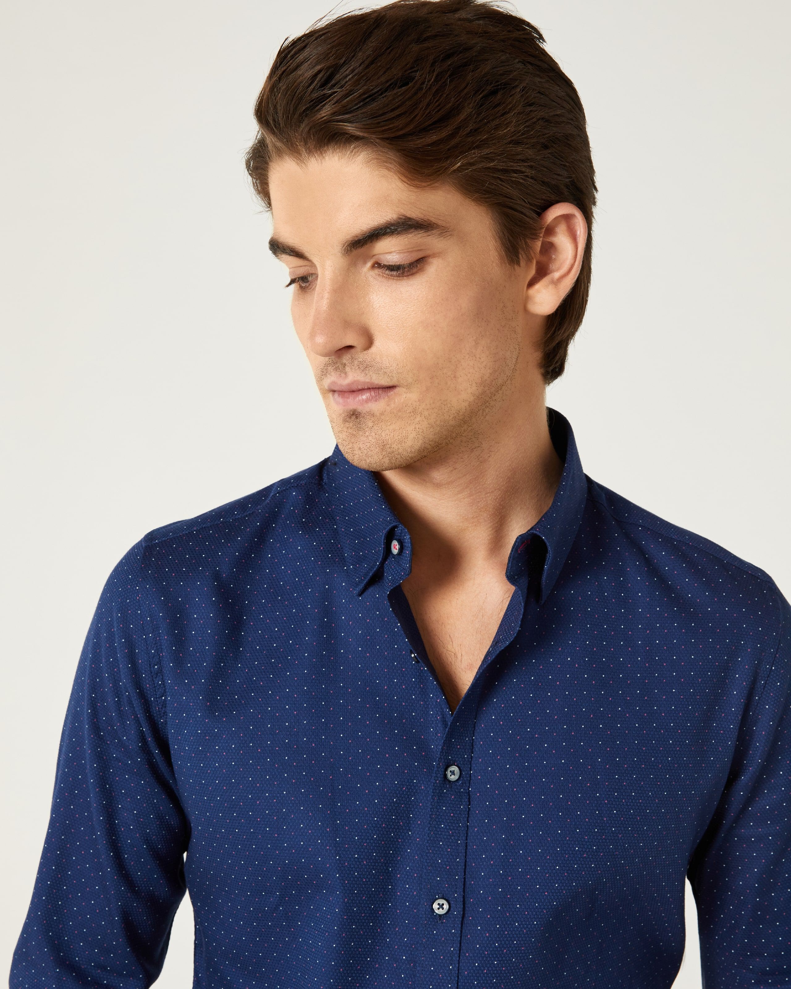 Slim Long Sleeve Polka Dot Shirt